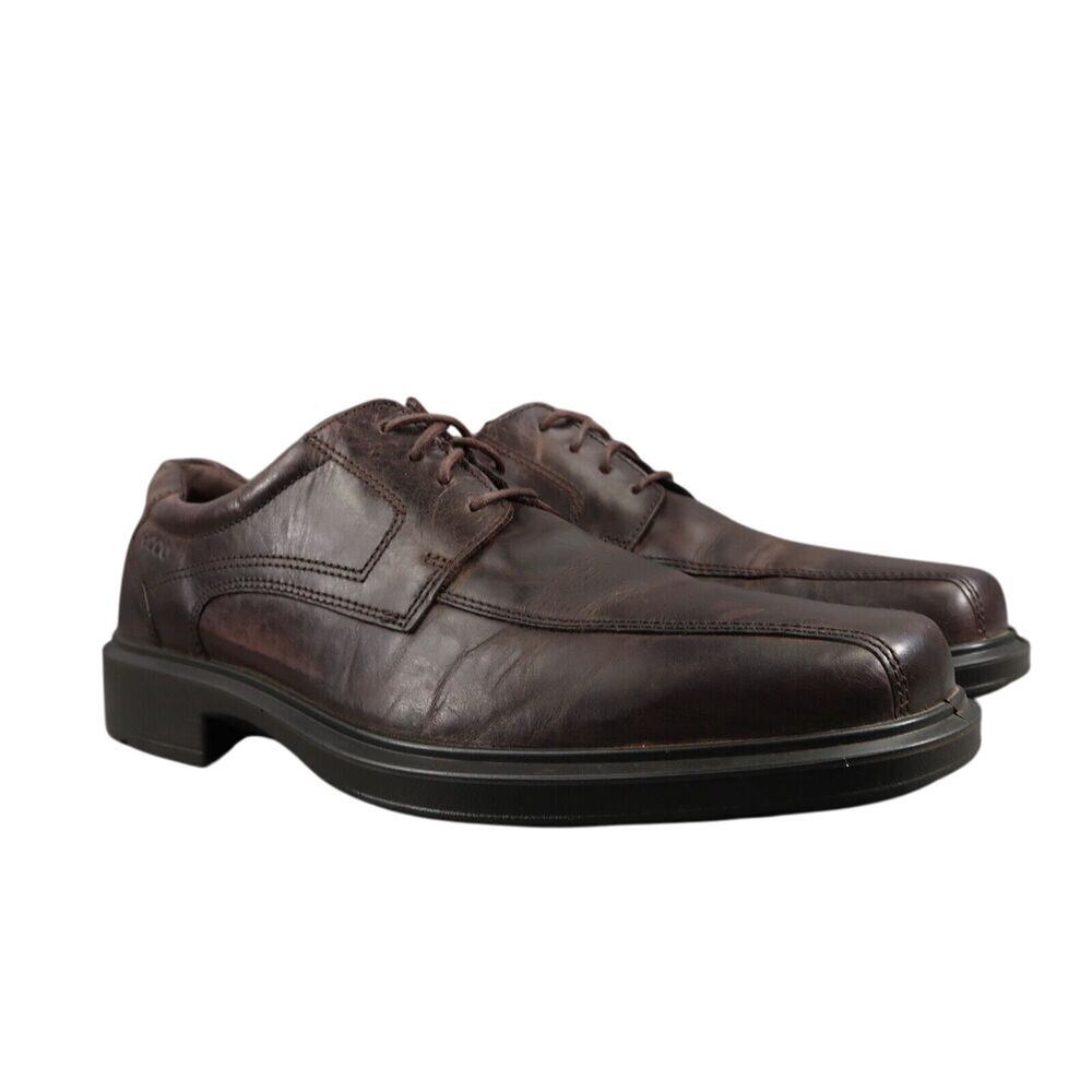 Ecco Shoes Mens 45 Oxford Derby Helsinki Leather Classic Comfort Business Brown